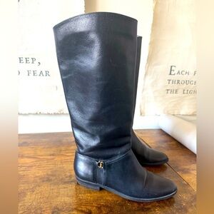 Etienne Aigner Black Leather Riding Boots - Size 6